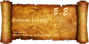 Baksay Enikő névjegykártya